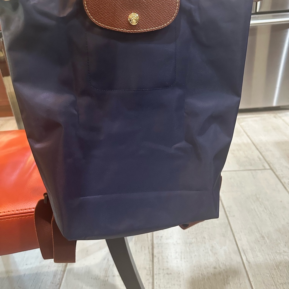 Longchamp Dark Blue and Brown Backpack 100% authentic perfect condition